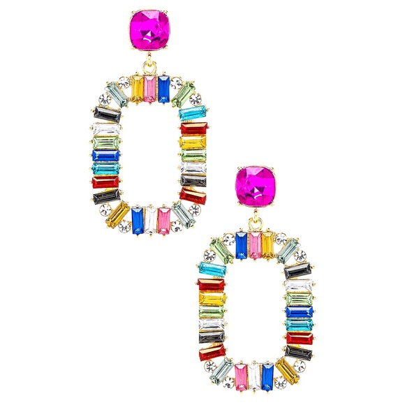 Revolve Multi-Color/Rainbow Gem Earrings, called Sasha Hoops - Picture 2 of 5